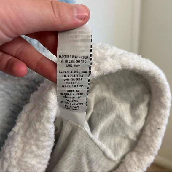 Thread & Supply Pullover Light Blue Ombre Sherpa Jacket Quarter Zip Size Small - Picture 5 of 9